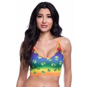 🦋B2G1🦋MIDNIGHT BALLERINA Rainbow Alien Crop Top | ONE SIZE | Dance Wear